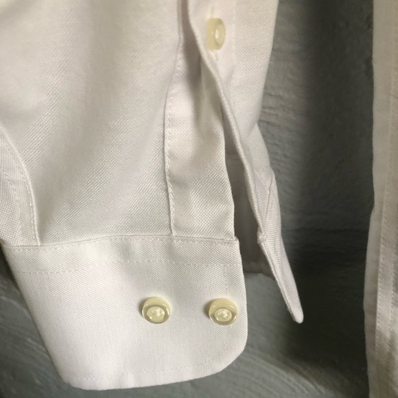 STAFFORD - shirt tailored long-sleeve oxford - Men’s Sz 16 1/2   34-35  - White - Picture 4 of 7